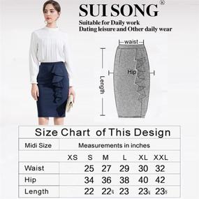 img 1 attached to 👗 Stylish and Comfortable SUI SONG Women's Elastic Ruffle Tight Pencil Skirt - Perfect Knee Length Business Skirt