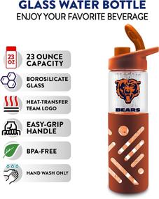 img 3 attached to 🦆 Duck House NFL Fan Shop NFL Glass Water Bottle - Premium Glassware with Carrying Handle, Silicon Sleeve, Flip Top Lid - BPA-Free, 23oz Capacity