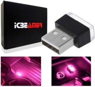 icbeamer 1pc pink purple universal usb interface plug-in miniature night light led car interior trunk ambient atmosphere logo