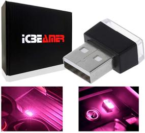 img 4 attached to ICBEAMER 1Pc Pink Purple Universal USB Interface Plug-In Miniature Night Light LED Car Interior Trunk Ambient Atmosphere