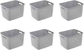 img 3 attached to 📦 Sterilite 12736A06 Tall Weave Basket 6-Pack - Cement Color