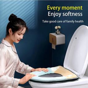 img 1 attached to 🚽 Soft Plush Universal Toilet Seat Cover with Handle - Zipper Closure, Warm and Comfortable - WC Mat and Toilet Accessories Set