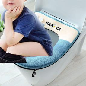 img 3 attached to 🚽 Soft Plush Universal Toilet Seat Cover with Handle - Zipper Closure, Warm and Comfortable - WC Mat and Toilet Accessories Set