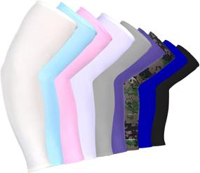 img 3 attached to 9 Pairs Unisex UV Protection Arm Cooling Sleeves Ice Silk Arm Covers (White, Black, Gray, Sky Blue, Pink, Purple, Royal Blue, Camouflage, Yellow)