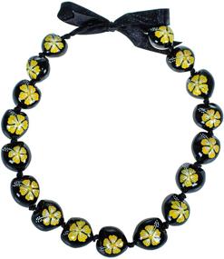 img 1 attached to BlueRica Painted Yellow Flower Necklace