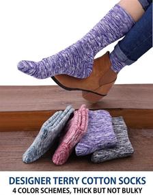 img 3 attached to 🧦 VERO MONTE 4 Pairs Women's Knitted Cotton Crew Socks - Warm Casual Socks