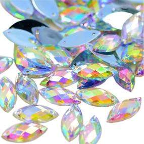 img 2 attached to 💎 300 PCS AB Horse Eye Crystal Clear Sew On Acrylic Rhinestones: Add Sparkle to Clothing and Dress Decorations (6X12MM)