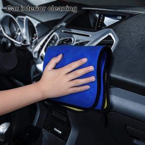 img 2 attached to 🧽 IGEturbo Thick Microfiber Cleaning Cloth: Ultra-Absorbent and Soft Towel for Cars Detailing and Drying - 3 Packs, 16"x16