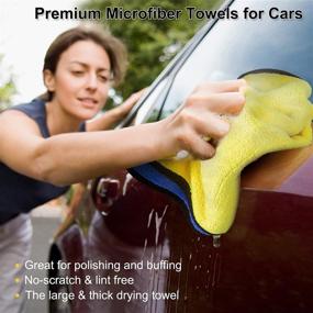 img 3 attached to 🧽 IGEturbo Thick Microfiber Cleaning Cloth: Ultra-Absorbent and Soft Towel for Cars Detailing and Drying - 3 Packs, 16"x16