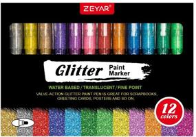 img 3 attached to ✨ Sparkle and Shine with ZEYAR Glitter Paint Pens: Fine Point 12 Colors for Gift Cards, Posters, Albums, Christmas Cards and More