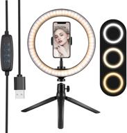 📸 10" ring light with phone holder - 3 lighting modes, 10 brightness levels: ideal for live streaming, youtube, makeup, vlogs, and selfies (remote control included for iphone and android) logo