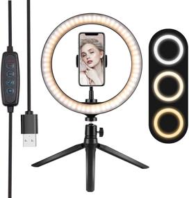 img 4 attached to 📸 10" Ring Light with Phone Holder - 3 Lighting Modes, 10 Brightness Levels: Ideal for Live Streaming, YouTube, Makeup, Vlogs, and Selfies (Remote Control included for iPhone and Android)