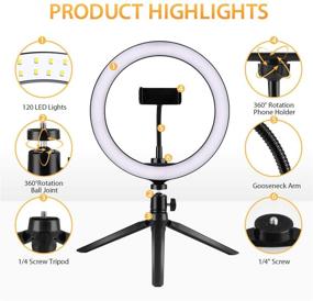 img 2 attached to 📸 10" Ring Light with Phone Holder - 3 Lighting Modes, 10 Brightness Levels: Ideal for Live Streaming, YouTube, Makeup, Vlogs, and Selfies (Remote Control included for iPhone and Android)