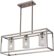 🏡 xilicon farmhouse brushed nickel 3-light pendant lighting with glass shade - contemporary chandeliers for dining room, living room, bedroom, kitchen island логотип