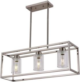 img 4 attached to 🏡 XILICON Farmhouse Brushed Nickel 3-Light Pendant Lighting with Glass Shade - Contemporary Chandeliers for Dining Room, Living Room, Bedroom, Kitchen Island