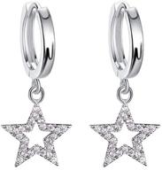 💎 dazzling crystal dangle star hoop earrings - 925 sterling silver for women & girls: sparkling cz diamond charms, delicate huggie hoops for cartilage - cute & fashionable jewelry logo