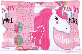 img 2 attached to 🦄 Sapphire Home Unicorn Rainbows Hot Pink Girls Kids Comforter Set - 4pc Full Size Bedding with Shams & Decorative Toy Pillow