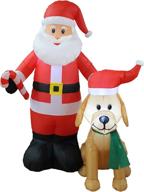 bzb goods 5ft lighted christmas inflatable santa claus with cute dog - led outdoor indoor decorations for holidays - giant blow-up yard inflatables for home & family logo