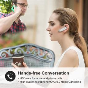 img 4 attached to 🎧 Wireless Bluetooth Earpiece V5.0 - Handsfree Headset with 24 Hour Driving Time, 60 Day Standby, Noise Cancelling Mic - iPhone Android Laptop Truck Driver (White)