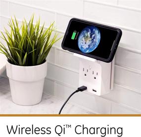 img 1 attached to 🔌 GE UltraPro Wireless Charging Surge Protector: Qi Pad, 2-Outlet Extender, 2 USB Ports, 560 Joules | White, UL Listed (43645)