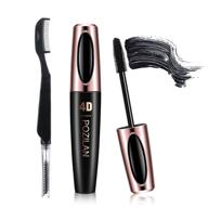 waterproof 4d silk fiber mascara in black with foldable eyelash comb - hypoallergenic, volumizing and lengthening formula, long-lasting, smudge-proof eyelashes - eye makeup kit logo