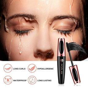 img 1 attached to Waterproof 4D Silk Fiber Mascara in Black with Foldable Eyelash Comb - Hypoallergenic, Volumizing and Lengthening Formula, Long-Lasting, Smudge-Proof Eyelashes - Eye Makeup Kit