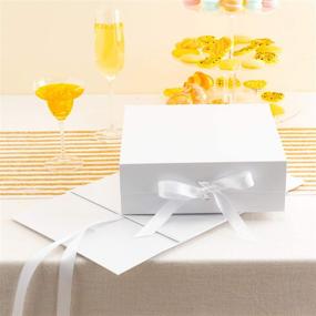 img 1 attached to Crisky White Decorative Gift Boxes – Perfect for Bridesmaid Proposals, Birthdays, Weddings, Graduations, Anniversaries – Set of 5 Empty Boxes