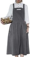 👗 japanese vintage cute apron dress cross back pinafore apron for women ideal for cooking, painting, gardening - dark grey color, regular size with 2 convenient pockets логотип