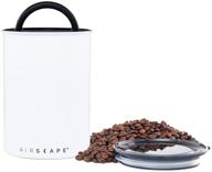 ☕ airscape stainless steel coffee canister: innovative airtight lid preserving food freshness with push out excess air (medium 7-inch, matte white) логотип