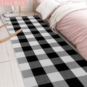 img 3 attached to LILI REY Buffalo Plaid Runner Rug 2’ x 6’ Black and White - Washable Outdoor Rug for Front Porch, Plaid Farmhouse Checkered Runner Rug for Hallway Entry