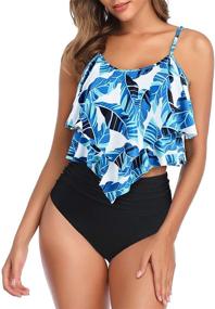 img 4 attached to Azue Tankini Swimsuits Waisted Swimwear