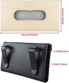 img 2 attached to 🚗 Car Tissue Holder: 2-Piece Sun Visor Napkin Holder for Universal Cars - Pu Leather Storage Cases (Black and Beige)