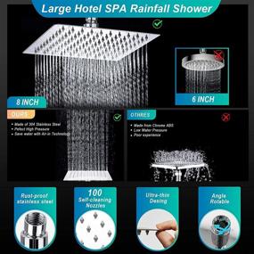 img 1 attached to AULETIN Shower Head with Handheld-8'' Rain Shower Head High Pressure and 9 Setting SPA Spray 🚿 showerhead: Stainless Steel Square Rainfall Shower Head with Holder, 11'' Extension Arm & 60'' Shower Hose Combo