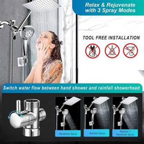 img 3 attached to AULETIN Shower Head with Handheld-8'' Rain Shower Head High Pressure and 9 Setting SPA Spray 🚿 showerhead: Stainless Steel Square Rainfall Shower Head with Holder, 11'' Extension Arm & 60'' Shower Hose Combo