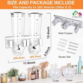 img 1 attached to 🥣 Convenient Wall-Mounted Cereal Dispenser Storage Set - 101oz Large Container with 2 Cups, Ideal for Grains, Nuts, Snacks, and Coffee Beans