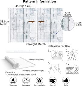 img 1 attached to 🏠 HaokHome MR47 Stick-on Shiplap Wood Wallpaper in Light Grey/White/Blue Distressed Wood Plank Design - Removable & Self-Adhesive - 17.7in x 9.8ft