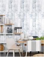 🏠 haokhome mr47 stick-on shiplap wood wallpaper in light grey/white/blue distressed wood plank design - removable & self-adhesive - 17.7in x 9.8ft logo
