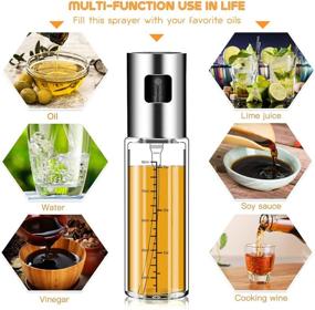 img 1 attached to 🍶 Refillable Olive Oil Sprayer Bottle by Norbase - Glass Oil Dispenser Mister with Measurements for Cooking, BBQ, Baking, Roasting, Frying - Control Oil Intake for Diet - 100ml Capacity