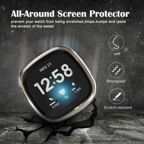 img 2 attached to 📱 8-пакетов защитных пленок для экрана Fitbit Versa 3/Sense - мягкий чехол из TPU, полная защита со встроенным бампером - совместим с умными часами Fitbit Sense/Versa 3.