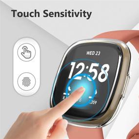 img 1 attached to 📱 8-пакетов защитных пленок для экрана Fitbit Versa 3/Sense - мягкий чехол из TPU, полная защита со встроенным бампером - совместим с умными часами Fitbit Sense/Versa 3.