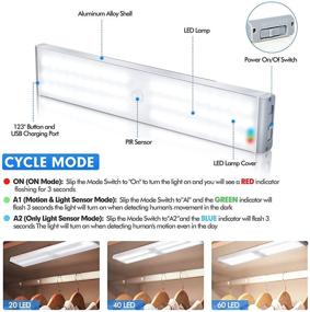 img 3 attached to 💡 60 LED Rechargeable Closet Light: Magnetic, Wireless, 4 Modes, Under Cabinet Strip Light