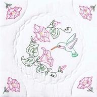 🧵 white interlocking hummingbird quilt blocks by jack dempsey needle art - 6 blocks, 18x18-inch logo