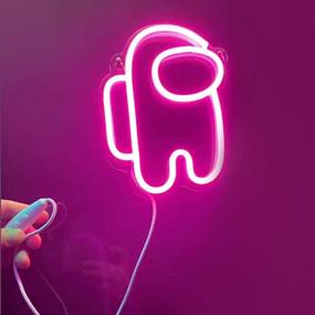 img 1 attached to 🎮 Vibrant Among Us Green Neon Light Sign: USB Powered Wall Decor for Bedroom, Game Room & Club Decoration