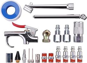 img 4 attached to Convenient and Versatile 20-Piece WYNNsky Air Hose Fittings Kit with Storage Case, Blow Gun, Tire Gauge - Perfect for Air Compressor Connection and More!