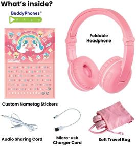 img 1 attached to 🎧 ONANOFF BuddyPhones Play: Wireless Bluetooth Kids Headphones with 18-Hour Battery Life, Volume-Limiting & Sharing Features - Pink