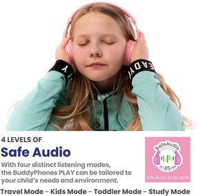 img 2 attached to 🎧 ONANOFF BuddyPhones Play: Wireless Bluetooth Kids Headphones with 18-Hour Battery Life, Volume-Limiting & Sharing Features - Pink
