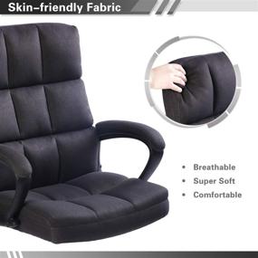 img 2 attached to 🪑 Qulomvs Ergonomic Computer Office Chair with Arms: Enhanced Fabric Executive Desk Chair for Home and Office with Super Soft Back Support, 360 Swivel, and Wheels (Black)