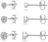 💎 cerslimo 925 sterling silver stud earrings: small round clear cz set for men & women (2mm/3mm/4mm) logo