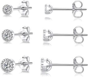 img 4 attached to 💎 CERSLIMO 925 Sterling Silver Stud Earrings: Small Round Clear CZ Set for Men & Women (2mm/3mm/4mm)