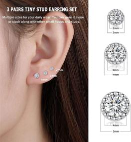 img 1 attached to 💎 CERSLIMO 925 Sterling Silver Stud Earrings: Small Round Clear CZ Set for Men & Women (2mm/3mm/4mm)